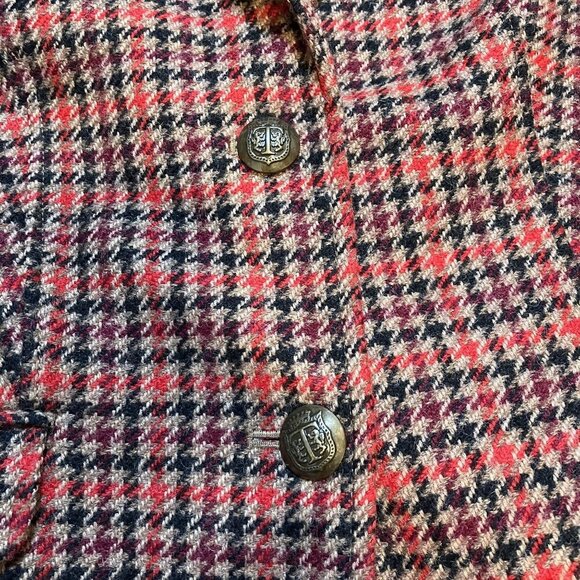 Talbots Red/Black/Tan Houndstooth Shetland Aberdeen Blazer Size 8 - Picture 8 of 9